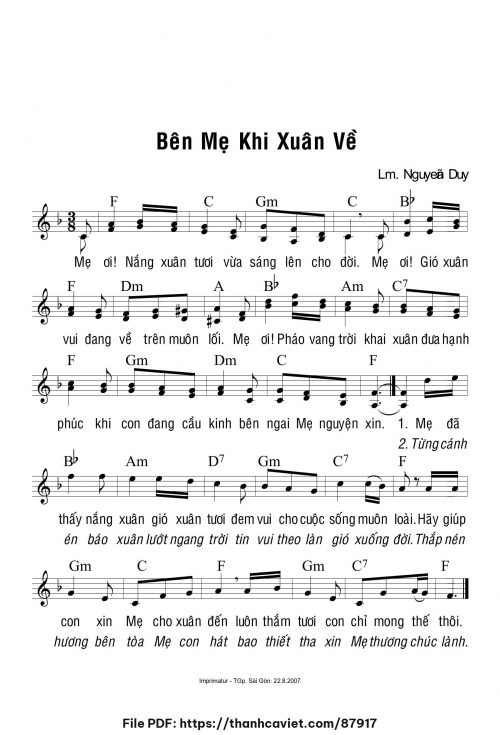 Bên Mẹ khi xuân về - Lm. Nguyễn Duy - trang 1