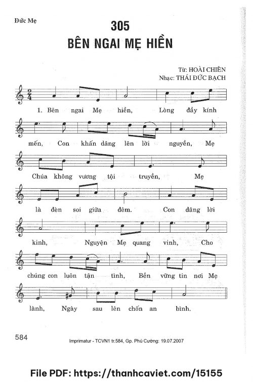 Bên ngai Mẹ hiền - Hoài Chiên - Thái Đức Bạch - trang 1