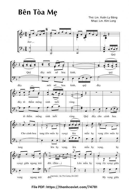 Bên tòa Mẹ - Lm. Kim Long - ĐÔ. Xuân Ly Băng - trang 1