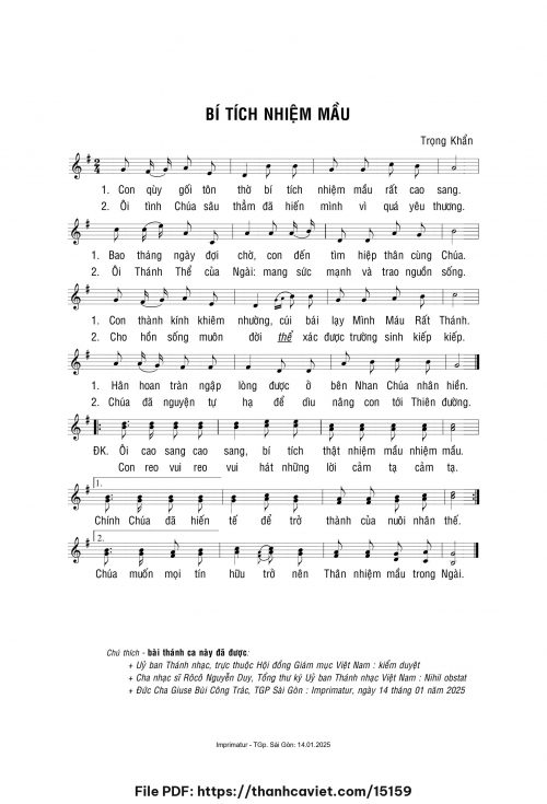 Bí tích nhiệm mầu - Lm. Trọng Khẩn - trang 1
