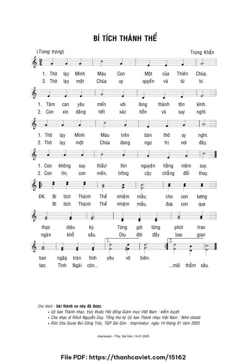Bí tích Thánh Thể - Lm. Trọng Khẩn - trang 1