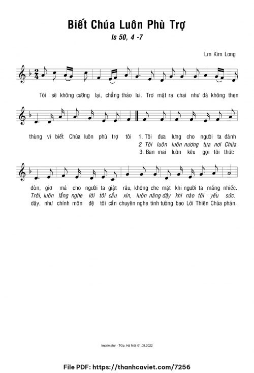 Biết Chúa luôn phù trợ - Lm. Kim Long - trang 1