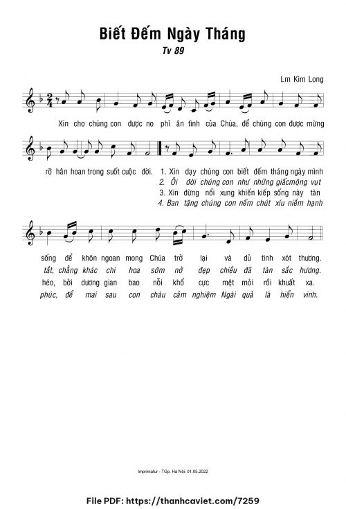 Biết đếm tháng ngày - Lm. Kim Long - trang 1
