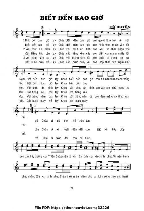 Biết đến bao giờ - Lm. Từ Duyên - trang 1