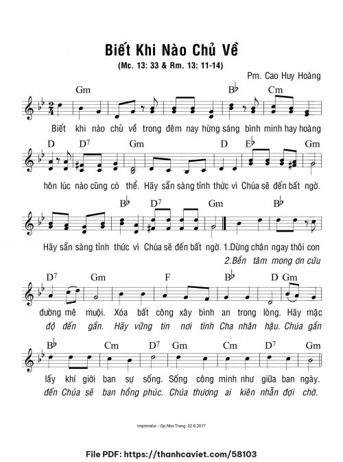 Biết khi nào chủ về - Cao Huy Hoàng - trang 1