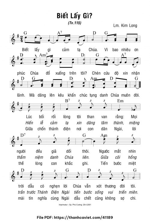 Biết lấy gì - Lm. Kim Long - trang 1