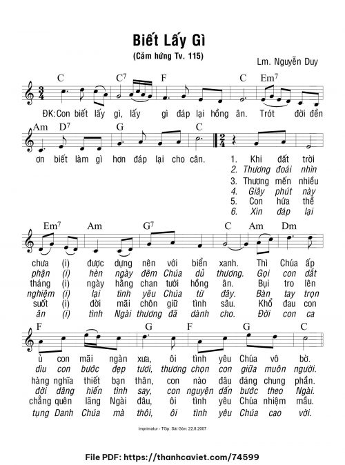 Biết lấy gì - Lm. Nguyễn Duy - trang 1