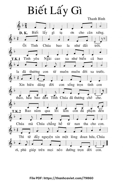 Biết lấy gì - Lm. Thanh Bình - trang 1