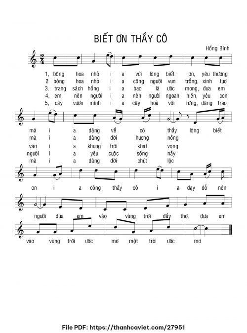 Biết ơn Thầy Cô - Hồng Bính - trang 1
