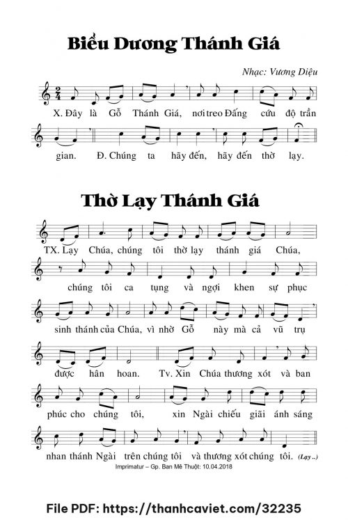 Biểu dương Thánh Giá - Lm. Vương Diệu - trang 1