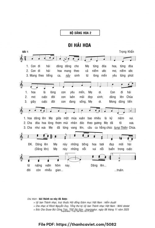 Bộ Dâng Hoa 2 - Lm. Trọng Khẩn - trang 1