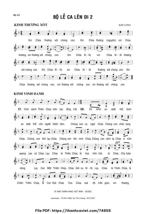 Bộ Lễ ca lên đi 2 - Lm. Kim Long - trang 1