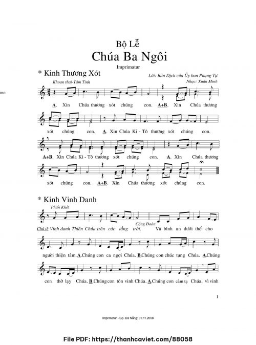Bộ Lễ Chúa Ba Ngôi - Xuân Minh - trang 1