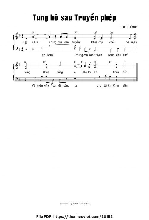 Bộ Lễ Deus Caritas Est – Tung hô sau Truyền phép - Thế Thông - trang 1