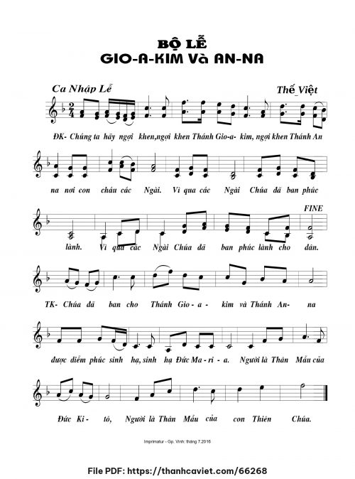 Bộ Lễ Gioakim và Anna - Thế Việt - trang 1