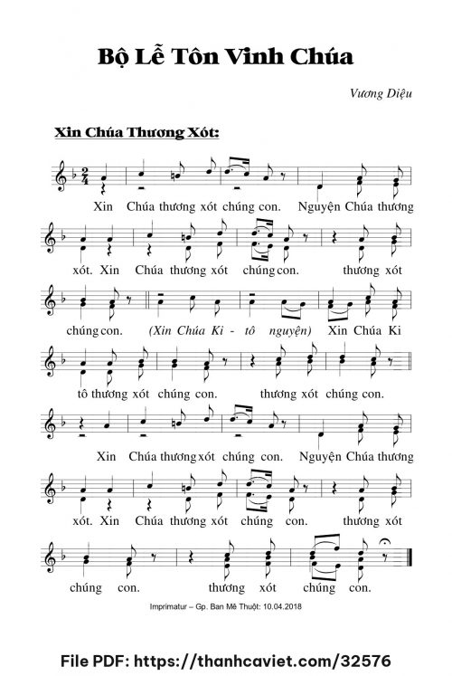 Bộ Lễ Tôn Vinh Chúa - Lm. Vương Diệu - trang 1