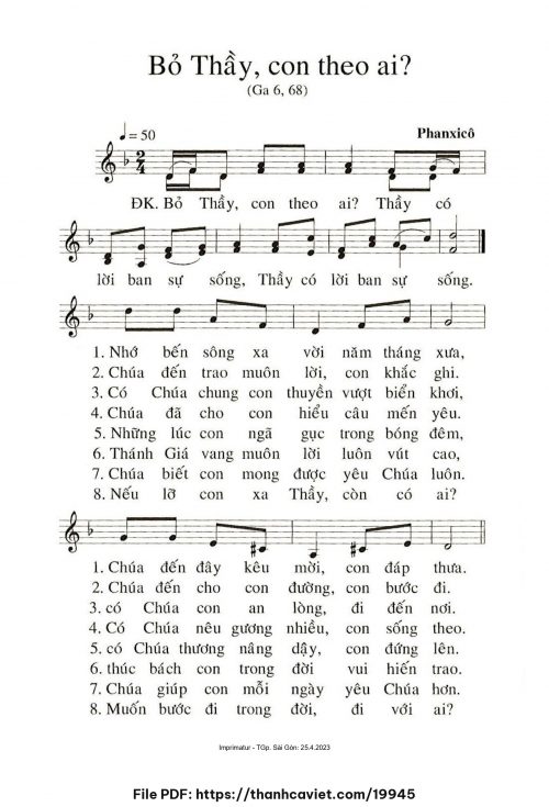 Bỏ Thầy con theo ai? - Phanxicô - trang 1