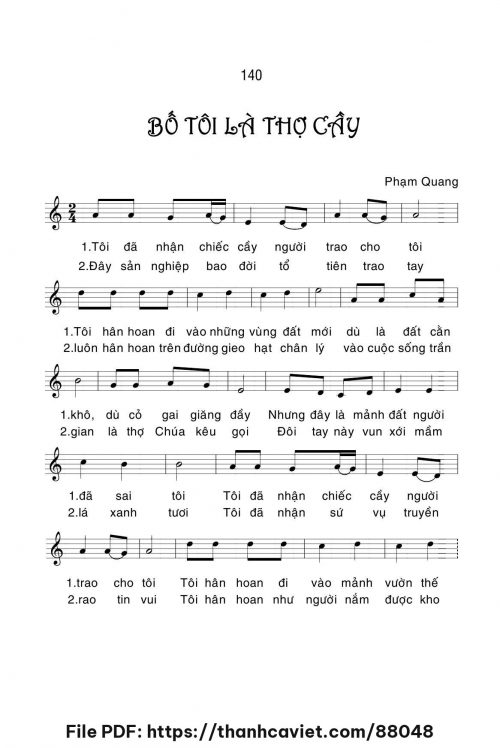 Bố tôi là thợ cầy - Lm. Phạm Quang, OP - trang 1