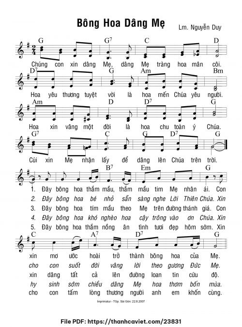 Bông hoa dâng Mẹ - Lm. Nguyễn Duy - trang 1