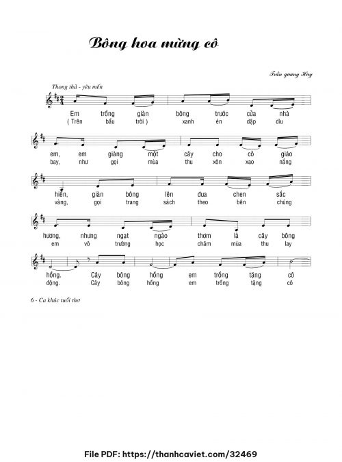Bông hoa mừng cô - Trần Quang Huy - trang 1