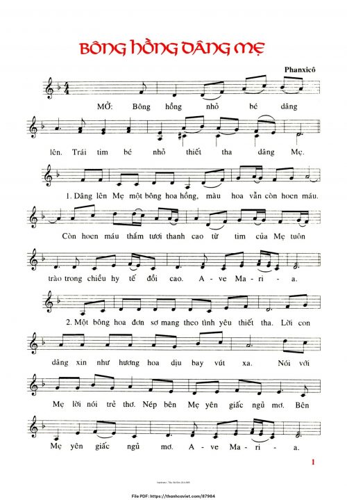 Bông hồng dâng Mẹ - Phanxicô - trang 1