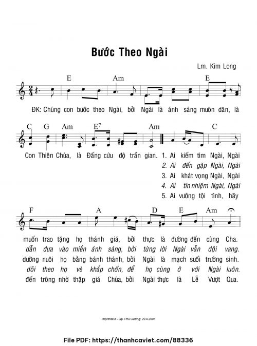Bước theo Ngài - Lm. Kim Long - trang 1