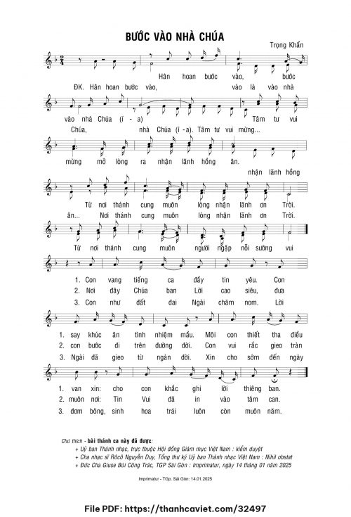 Bước vào Nhà Chúa - Lm. Trọng Khẩn - trang 1