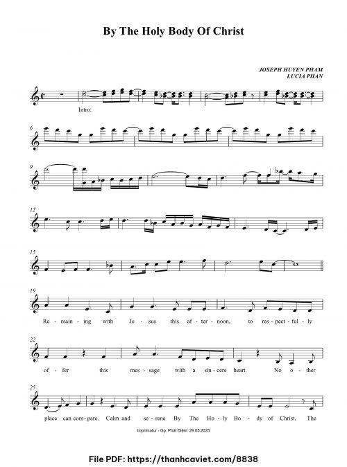 By The Holy Body of Christ - Phạm Đức Huyến - Lucia Phan - trang 1
