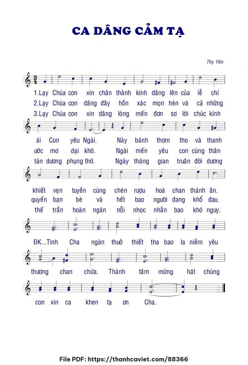 Ca dâng cảm tạ - Thy Yên - trang 1