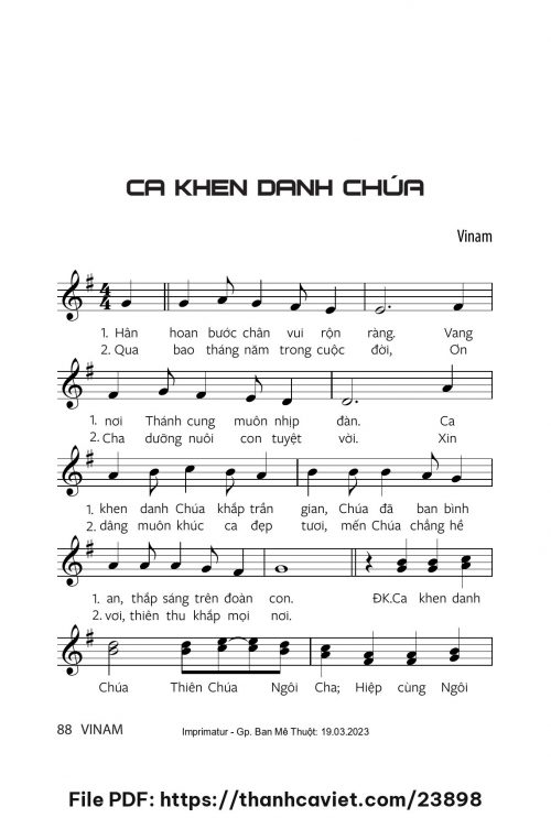Ca khen danh Chúa - Vinam - trang 1