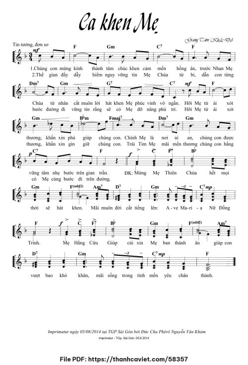 Ca khen Mẹ - Lm. Giang Tâm - trang 1