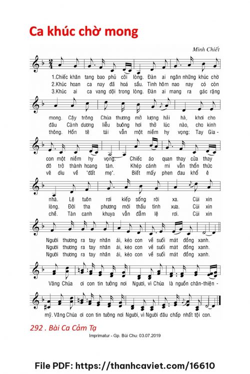 Ca khúc chờ mong - Lm. Minh Chiết - trang 1