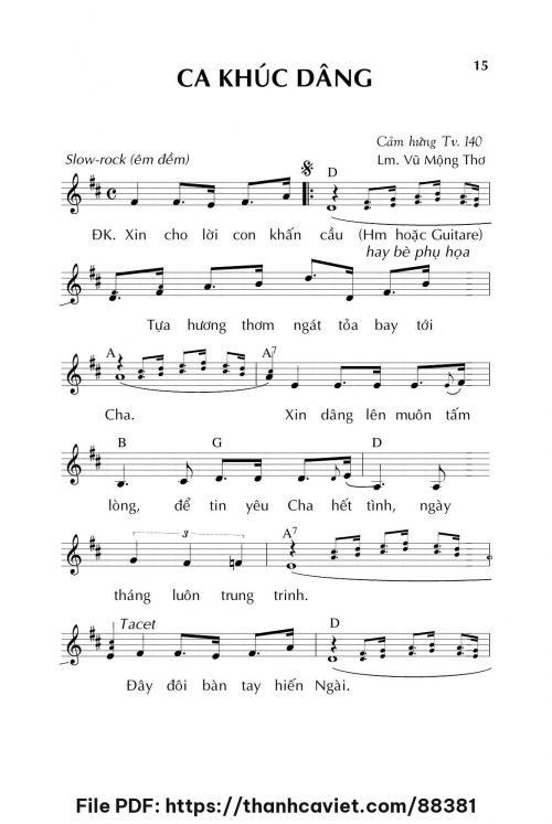 Ca khúc dâng - Lm. Vũ Mộng Thơ - trang 1