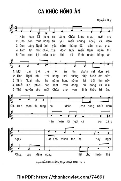 Ca khúc hồng ân - Lm. Nguyễn Duy - trang 1