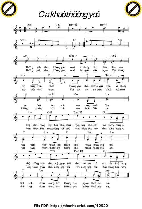 Ca khúc thương yêu - Chưa biết - trang 1