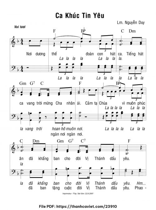 Ca khúc tin yêu - Lm. Nguyễn Duy - trang 1