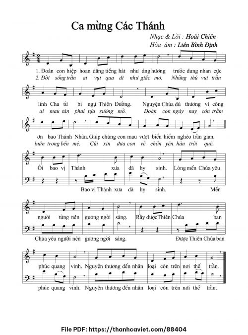 Ca mừng Các Thánh - Hoài Chiên (Hòa âm: Liên Bình Định) - trang 1