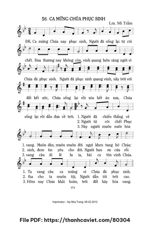Ca mừng Chúa Phục Sinh - Lm. Mi Trầm - trang 1
