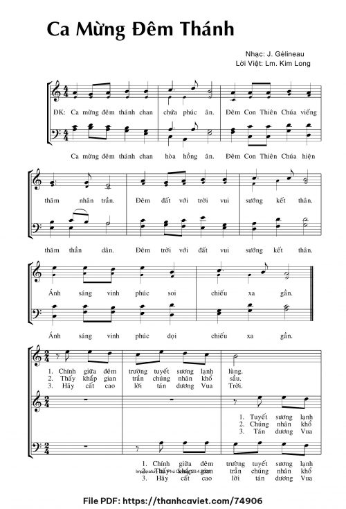 Ca mừng Đêm Thánh - Lm. Kim Long (Nhạc Ngoại, lời Việt) - trang 1