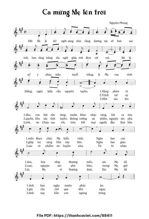 Ca mừng Mẹ lên trời - Nguyên Phong - trang 1