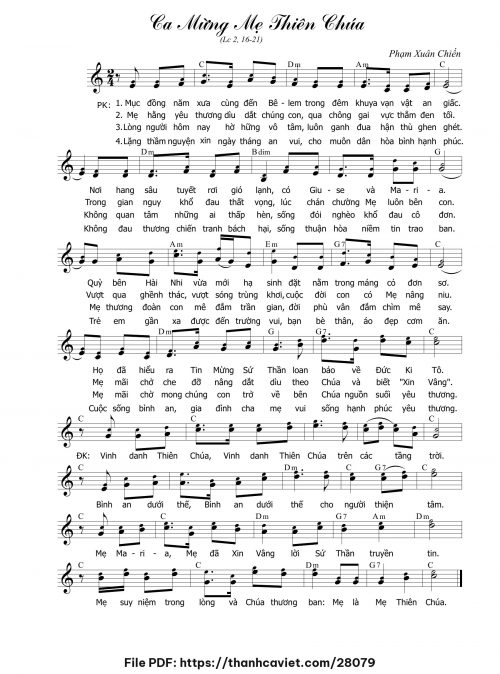 Ca mừng Mẹ Thiên Chúa - Phạm Xuân Chiến - trang 1