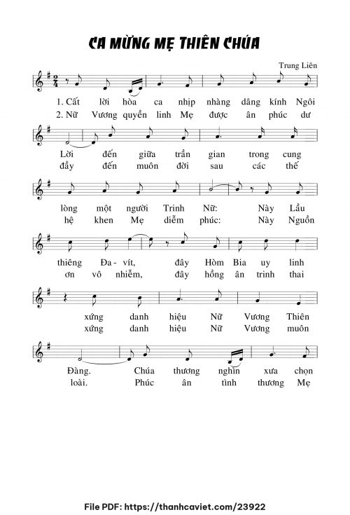 Ca mừng Mẹ Thiên Chúa - Trung Liên - trang 1