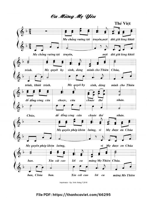 Ca mừng Mẹ yêu - Thế Việt - trang 1
