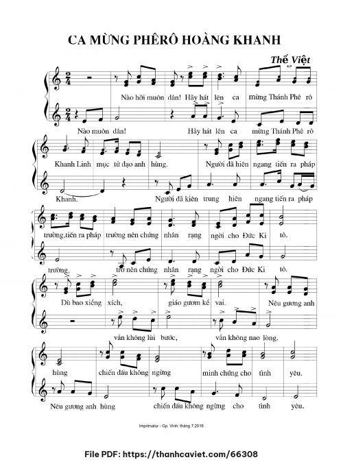 Ca mừng Phêrô Hoàng Khanh - Thế Việt - trang 1