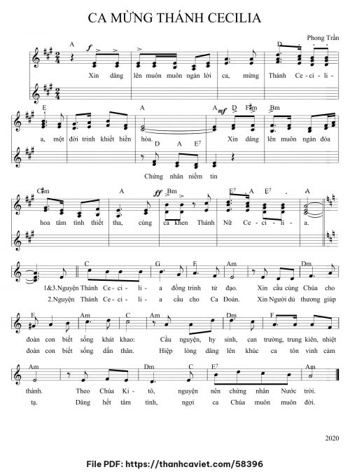 Ca Mừng Thánh Cecilia - Lm. Phong Trần - trang 1