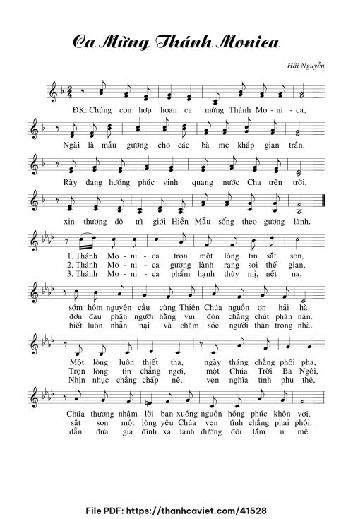 Ca mừng Thánh Monica - Hải Nguyễn - trang 1