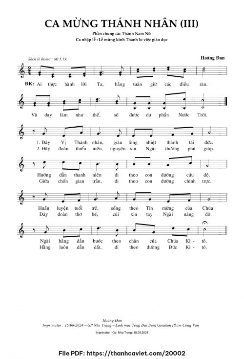 Ca mừng Thánh Nhân III - Hoàng Đan - trang 1