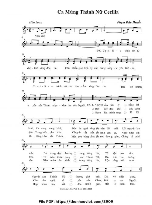 Ca mừng Thánh Nữ Cecilia - Phạm Đức Huyến - trang 1