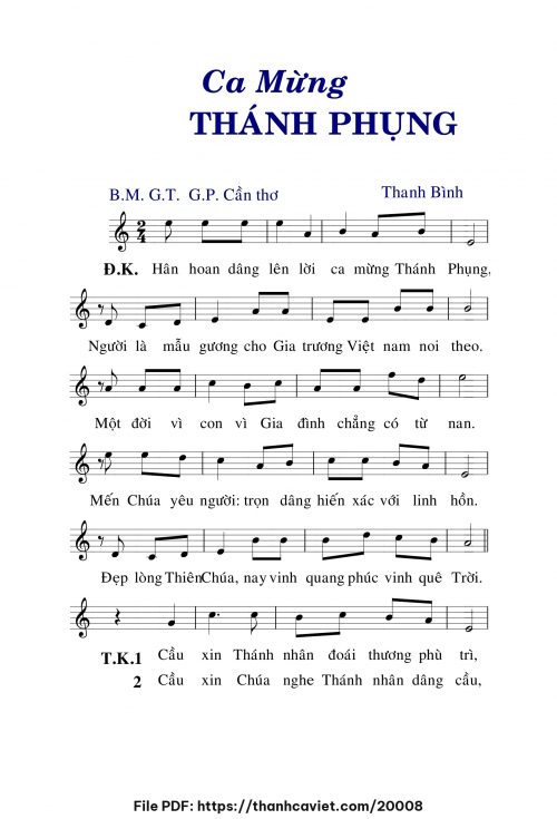 Ca mừng Thánh Phụng - Lm. Thanh Bình - trang 1