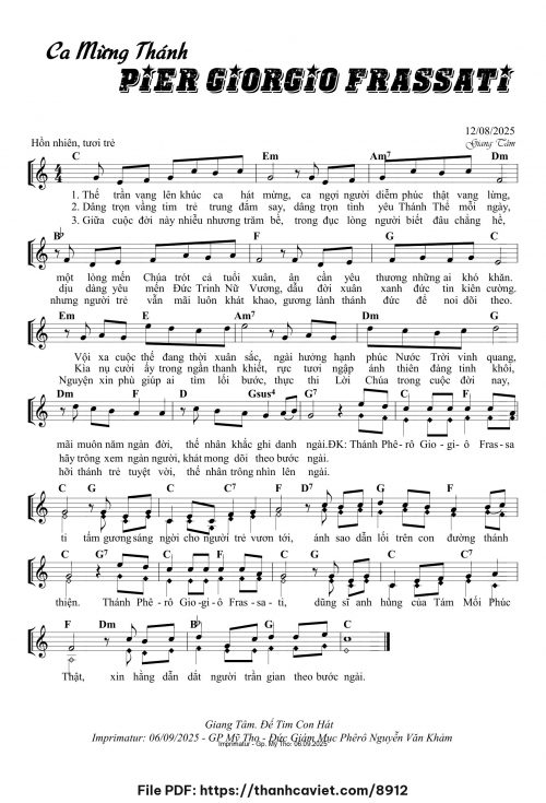 Ca mừng Thánh Pier Giorgio Frassati - Lm. Giang Tâm - trang 1